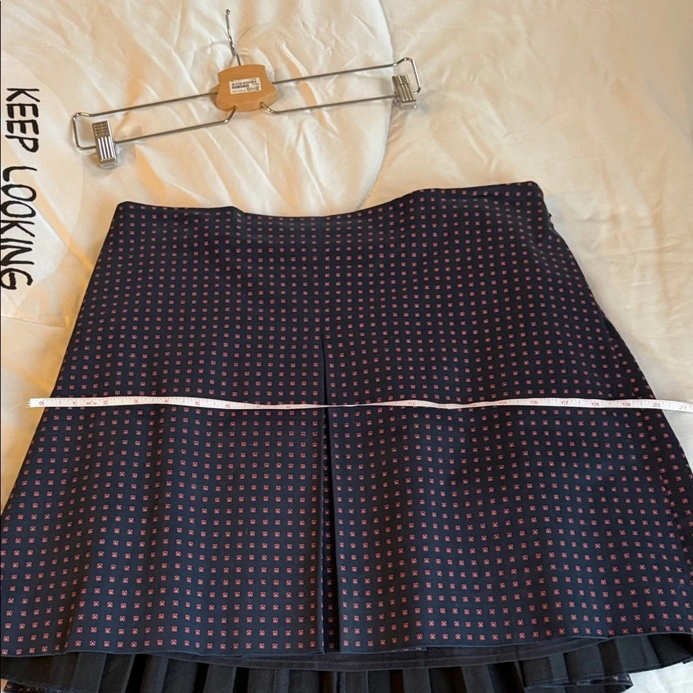 Tory Burch Navy and Maroon A-Line Pleated Skirt